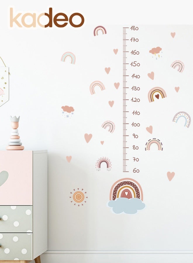 kadeo Height Measurement Wall Sticker for Children, Removable, Waterproof, PVC, Cloud & Heart Pattern, Children's Room Decoration Height Measurement Wallpaper, for Baby Bedroom, Toddler Playroom, DIY Cute Decorations - Image 3